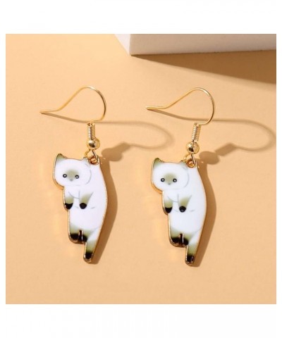 Cute Animal Cat Dangle Earrings for Women Girl Cartoon Kitten Drop Earring Party Jewelry Gifts White $8.84 Earrings