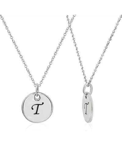 Rhodium clad Sterling Silver Plain Initial Pendant Necklace Letter T $16.90 Necklaces