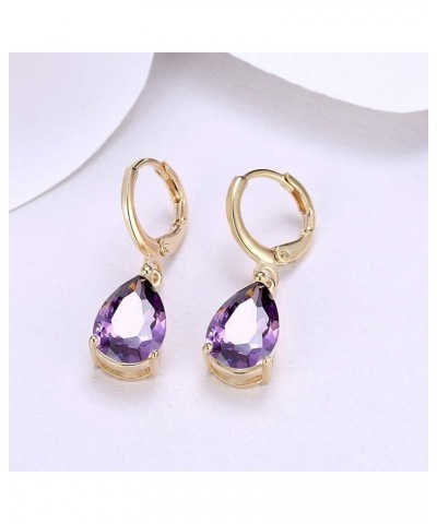 Goldenchen Elegant Teardrop Earrings Cubic Zirconia Crystal Dangle Drop Small Hoop Earrings For Womens Girls Oval Dangling We...