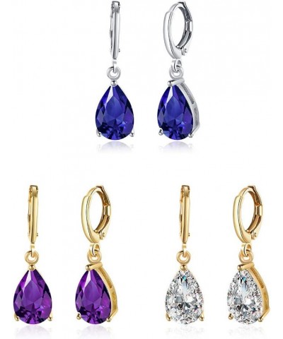 Goldenchen Elegant Teardrop Earrings Cubic Zirconia Crystal Dangle Drop Small Hoop Earrings For Womens Girls Oval Dangling We...