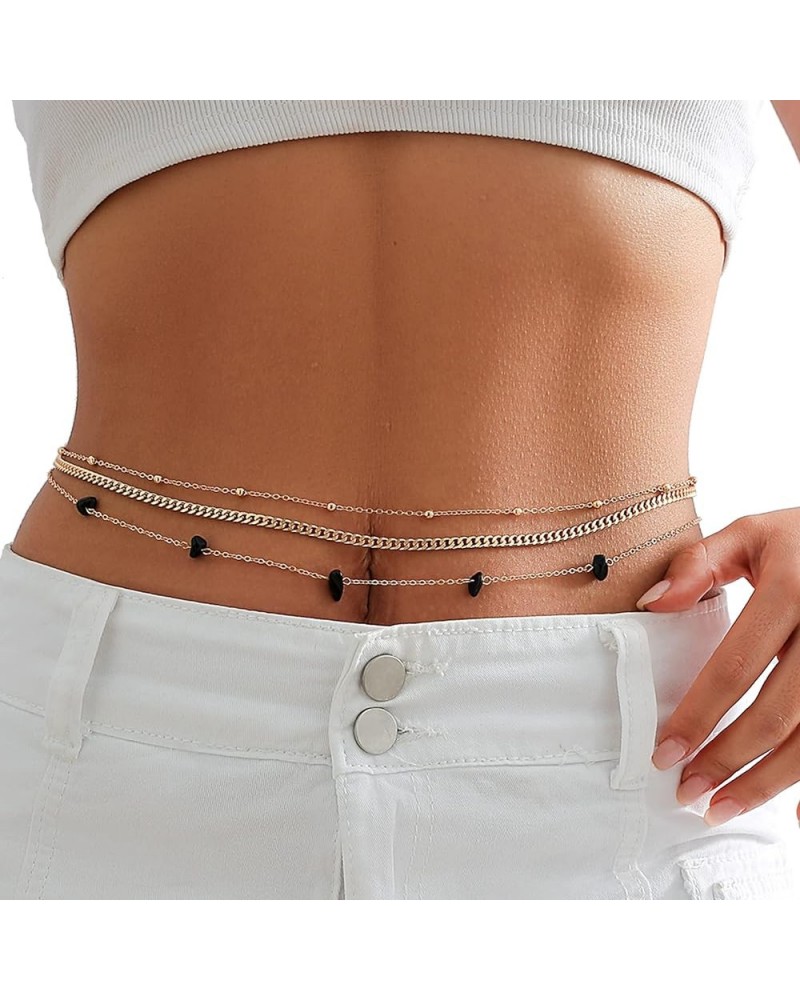 Multilayer Summer Beach Rhinestone Waist Chain Belt Bikini Layered Beads Belly Chains Necklace Festival Gravel Waist Body Cha...