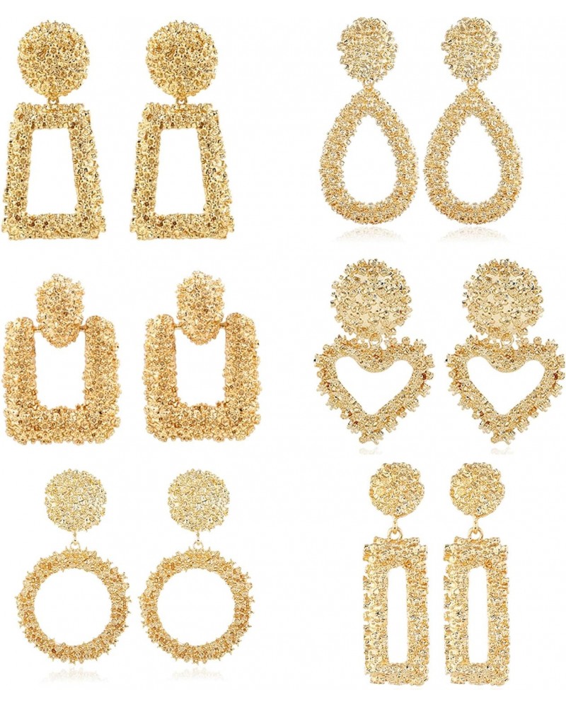 6 Pairs Gold Statement Drop Earrings Metal Geometric Dangle Drop Earrings for Women Girls $9.23 Earrings