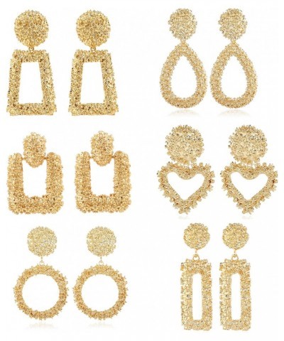 6 Pairs Gold Statement Drop Earrings Metal Geometric Dangle Drop Earrings for Women Girls $9.23 Earrings