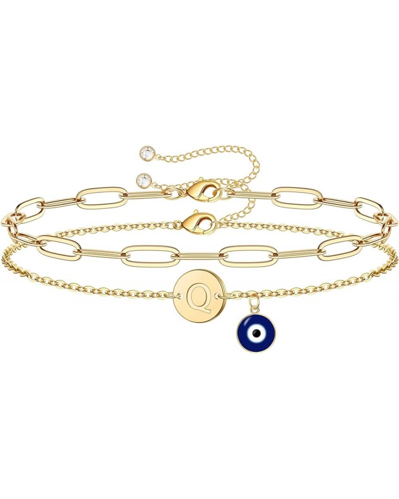 Gold Evil Eye Bracelets for Women, 14K Gold Plated Evil Eye Evil Eyeed Bracelets for Teen Girls Layered Evil Eye Bracelets fo...