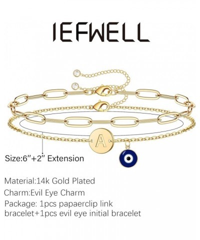 Gold Evil Eye Bracelets for Women, 14K Gold Plated Evil Eye Evil Eyeed Bracelets for Teen Girls Layered Evil Eye Bracelets fo...