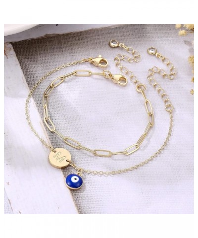 Gold Evil Eye Bracelets for Women, 14K Gold Plated Evil Eye Evil Eyeed Bracelets for Teen Girls Layered Evil Eye Bracelets fo...