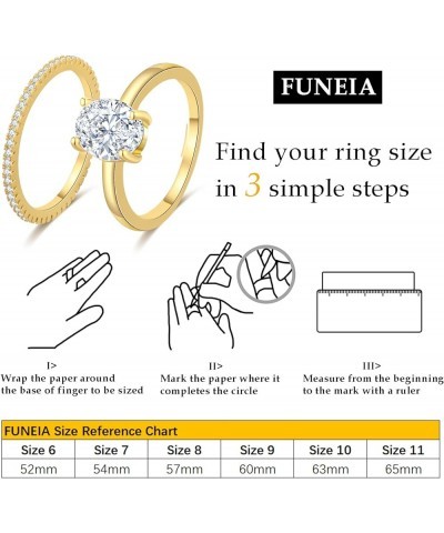 Cubic Zirconia Gold Rings for Women Non Tarnish Trendy Dainty 14K Gold Plated Stackable Princess Cut Fake Engagement Ring Set...