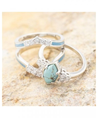 2/3Pcs Set Natural Turquoise Crystal Stackable Finger Rings Ocean Wave Joint Knuckle Ring for Women Girl Jewelry Bohemian Ele...