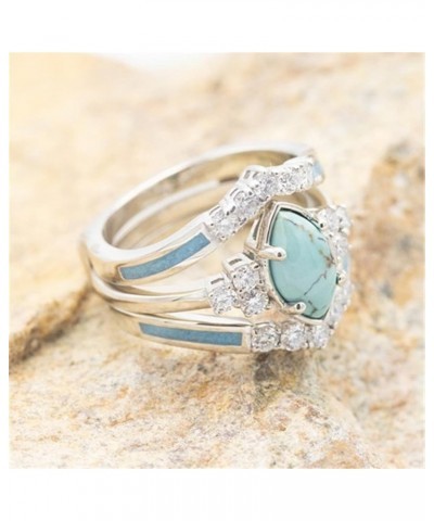 2/3Pcs Set Natural Turquoise Crystal Stackable Finger Rings Ocean Wave Joint Knuckle Ring for Women Girl Jewelry Bohemian Ele...