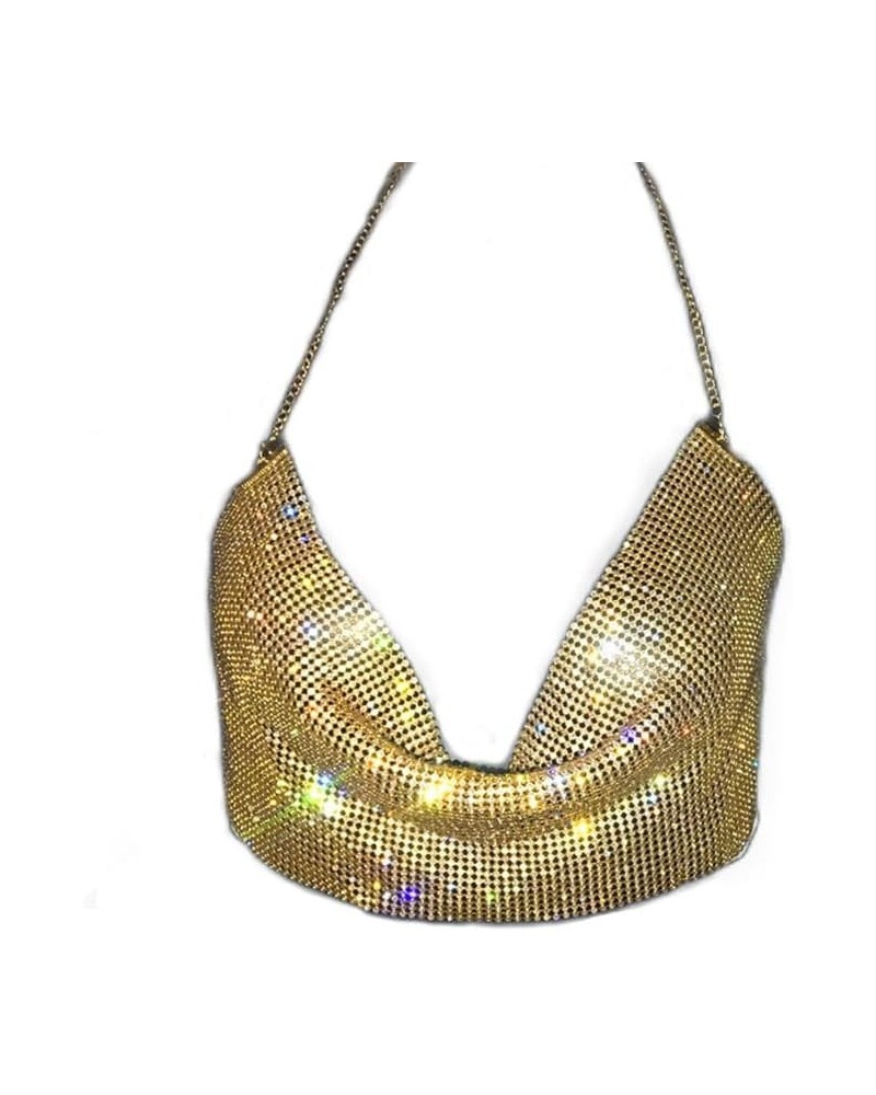 Chest Sparkly Crystal Bikini Bra Rhinestones Body Chains Backless Sexy Party Rave Nightclub Jewelry Accessories Golden $12.99...