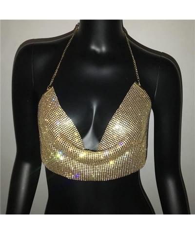 Chest Sparkly Crystal Bikini Bra Rhinestones Body Chains Backless Sexy Party Rave Nightclub Jewelry Accessories Golden $12.99...