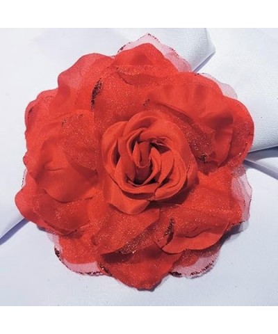 6" Large Red Flower Hair Clip Pin Brooch for Flamenco Spanish Bull Mexican Dance Performance Music Party Photography (Green) ...