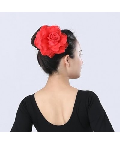 6" Large Red Flower Hair Clip Pin Brooch for Flamenco Spanish Bull Mexican Dance Performance Music Party Photography (Green) ...