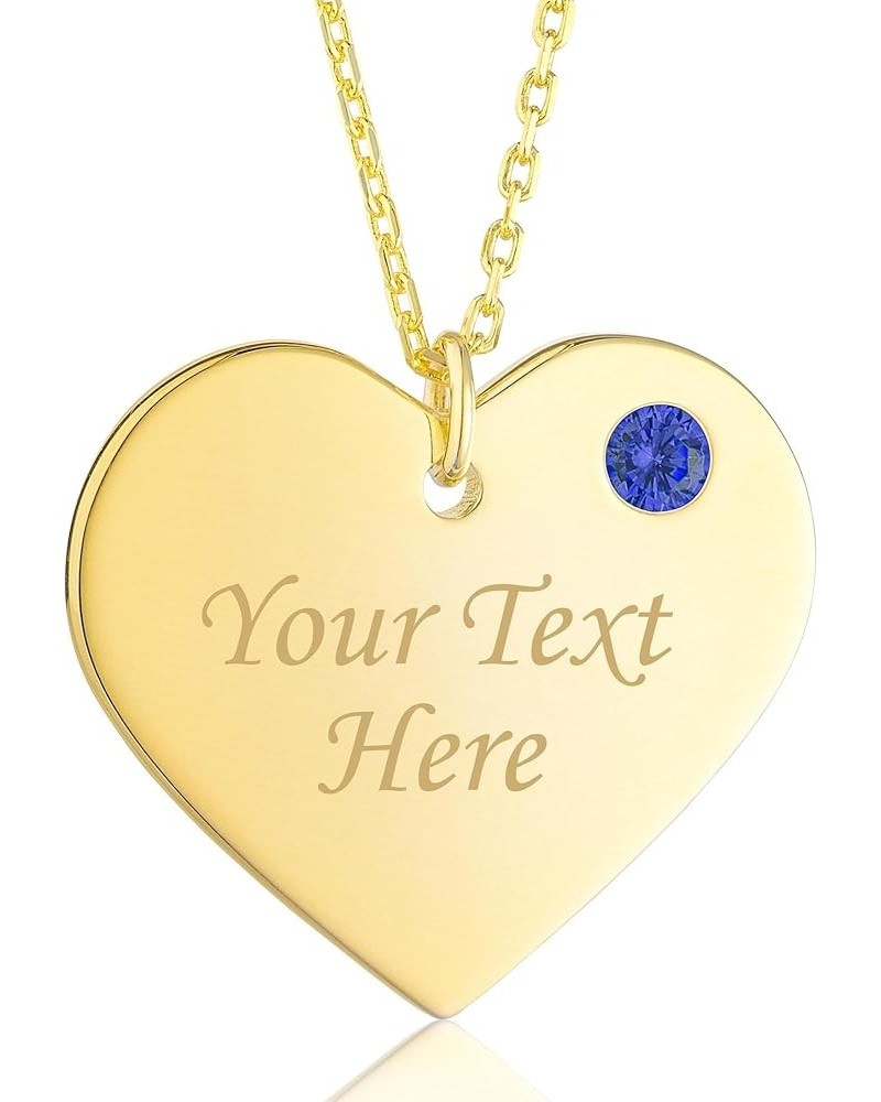 Sterling Silver 925 Personalized Engravable Heart Necklace with Simulated Birthstone Custom Engraved Pendant for Women and Gi...