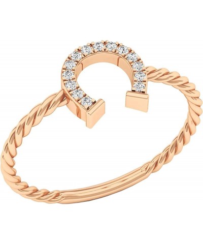 0.07 Carat (ctw) Round White Diamond Horse Shoe Twisted Rope Shank Ring for Her in 10K Gold 6.5 Rose Gold $88.58 Rings