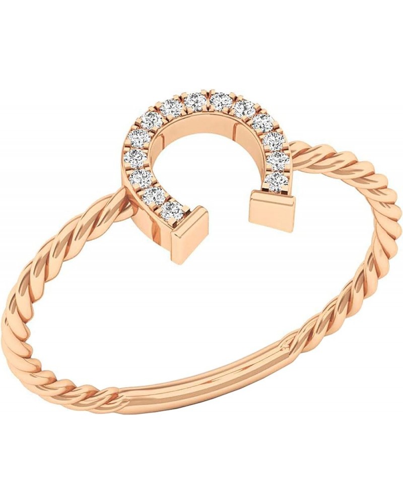 0.07 Carat (ctw) Round White Diamond Horse Shoe Twisted Rope Shank Ring for Her in 10K Gold 6.5 Rose Gold $88.58 Rings