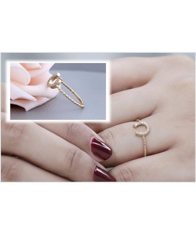 0.07 Carat (ctw) Round White Diamond Horse Shoe Twisted Rope Shank Ring for Her in 10K Gold 6.5 Rose Gold $88.58 Rings