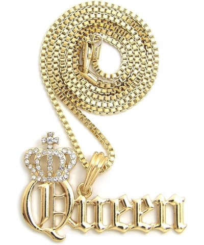 Women's Statement Queen Pendant 18 to 24 inches Various Chain Necklace in Gold Tone Box Chain $11.04 Necklaces