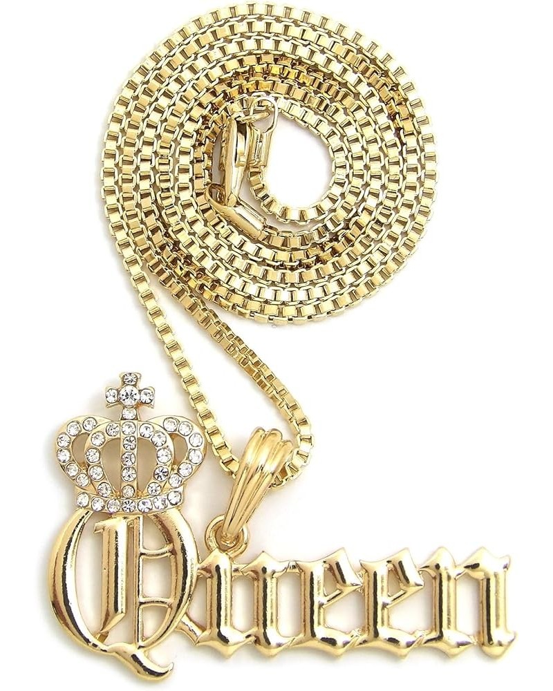 Women's Statement Queen Pendant 18 to 24 inches Various Chain Necklace in Gold Tone Box Chain $11.04 Necklaces