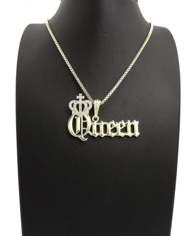 Women's Statement Queen Pendant 18 to 24 inches Various Chain Necklace in Gold Tone Box Chain $11.04 Necklaces