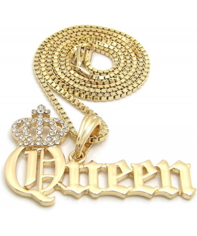 Women's Statement Queen Pendant 18 to 24 inches Various Chain Necklace in Gold Tone Box Chain $11.04 Necklaces