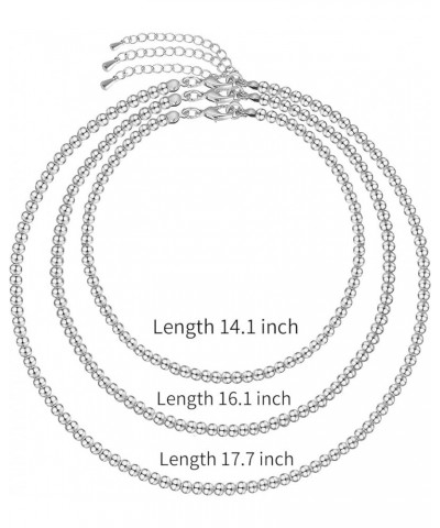 Gold Bead Necklace for Women,14K Gold Beaded Ball Necklaces 4mm silver $9.02 Necklaces