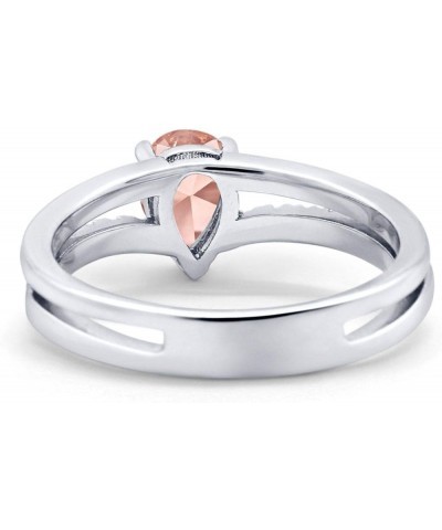 Teardrop Pear Wedding Engagement Ring Round Simulated Cubic Zirconia Accent 925 Sterling Silver Simulated Morganite CZ $14.49...