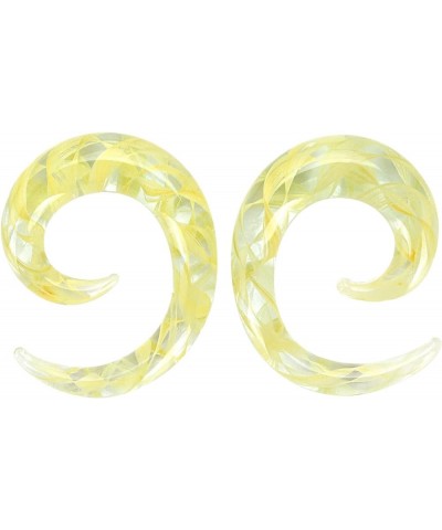 2 PC Glass Ear Tapers Plugs 8G-00G Spiral Gauges Piercing Jewelry Set 0G(8mm) Yellow $6.29 Body Jewelry