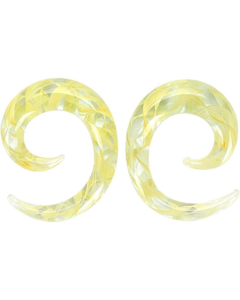 2 PC Glass Ear Tapers Plugs 8G-00G Spiral Gauges Piercing Jewelry Set 0G(8mm) Yellow $6.29 Body Jewelry