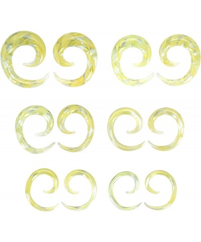 2 PC Glass Ear Tapers Plugs 8G-00G Spiral Gauges Piercing Jewelry Set 0G(8mm) Yellow $6.29 Body Jewelry