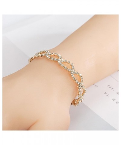 Rhinestone Bangle Bracelet for Women Chunky Cubic Zirconia Bracelet Gold Crystal Bracelet Boho Silver Bracelet Jewelry Gift f...