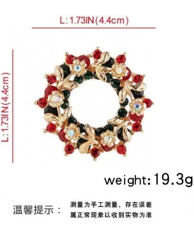 New Christmas brooch crystal green red white circular fashion Christmas wreath brooch for women 14K gold plated (Christmas Be...