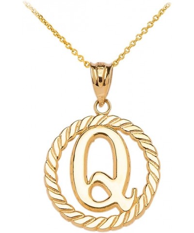 10k Yellow Gold Roped Circle "A-Z" Initial Pendant Necklace 18.0 Inches Q $76.99 Necklaces