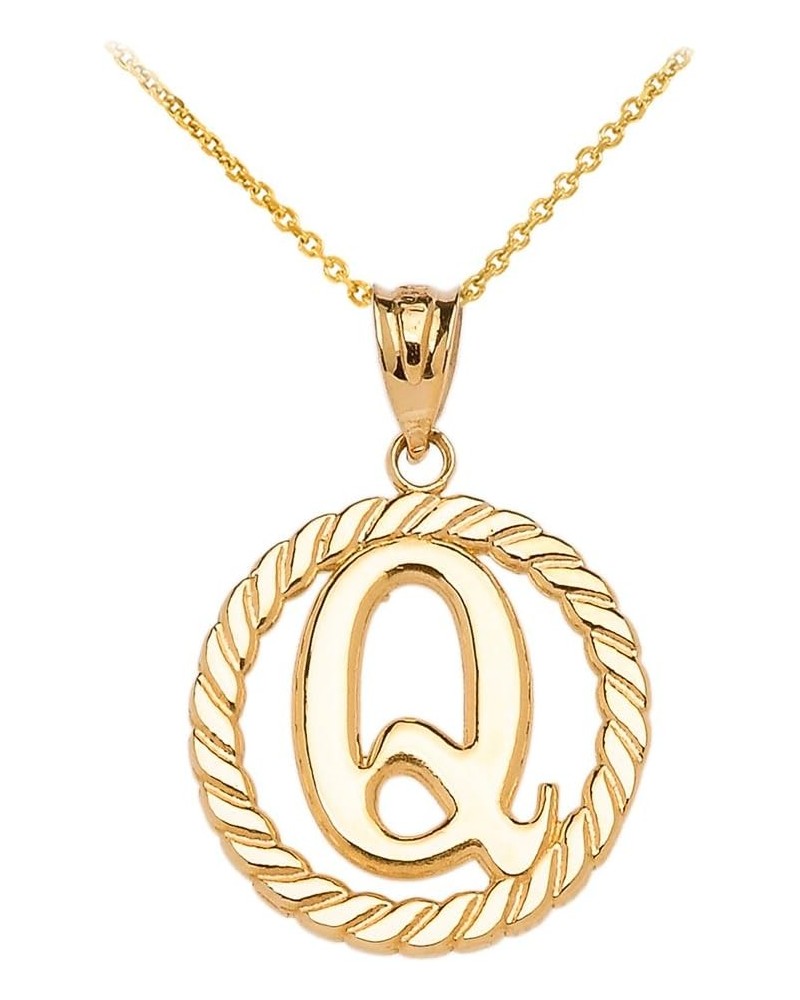 10k Yellow Gold Roped Circle "A-Z" Initial Pendant Necklace 18.0 Inches Q $76.99 Necklaces