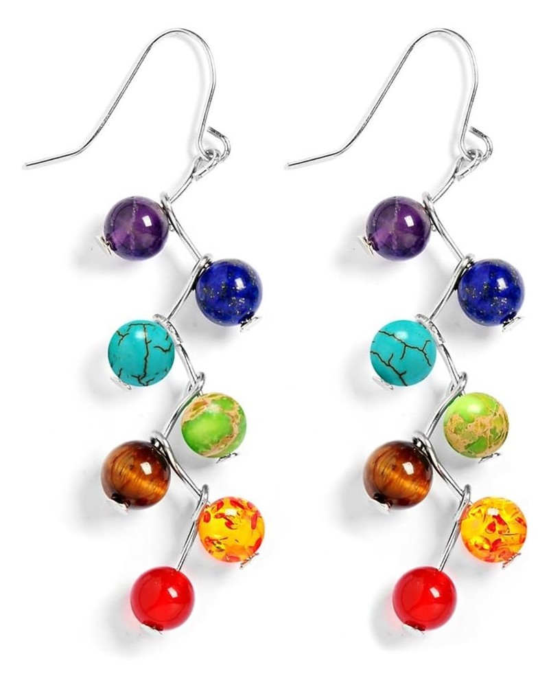 7 Chakra Long Dangle Stanless Steel Hook Healing Engery Earrings for Women Girls E1 $7.27 Earrings