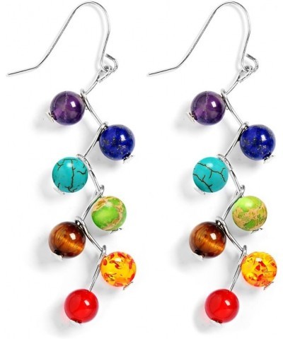 7 Chakra Long Dangle Stanless Steel Hook Healing Engery Earrings for Women Girls E1 $7.27 Earrings