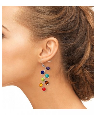 7 Chakra Long Dangle Stanless Steel Hook Healing Engery Earrings for Women Girls E1 $7.27 Earrings