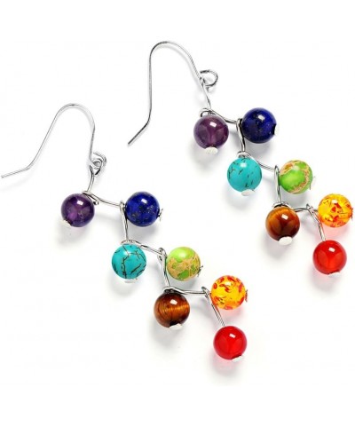 7 Chakra Long Dangle Stanless Steel Hook Healing Engery Earrings for Women Girls E1 $7.27 Earrings