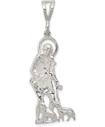 Solid 925 Sterling Silver and Textured Catholic Patron Saint Lazarus Pendant Charm $32.50 Pendants