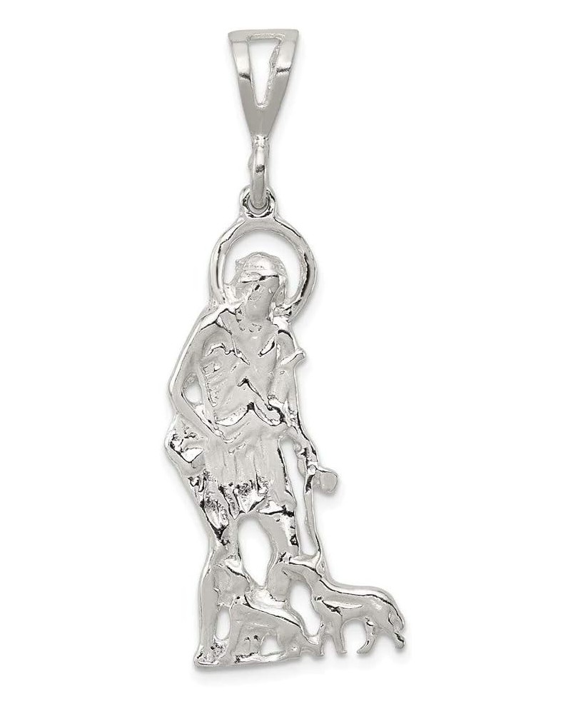 Solid 925 Sterling Silver and Textured Catholic Patron Saint Lazarus Pendant Charm $32.50 Pendants