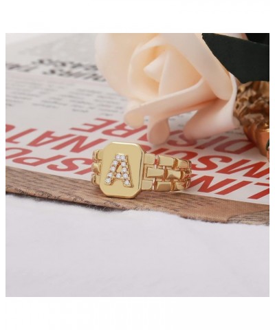 Initial Ring for Women Gold Ring with Initial Letter Open Ring Chunky Adjustable Alphabet Ring for Men Y $5.71 Rings