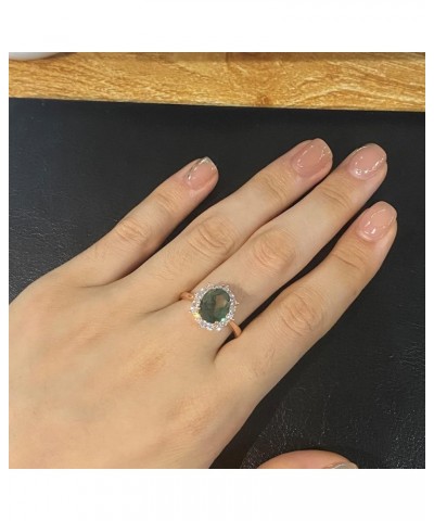 Moss Agate Ring Oval Cut Natural 925 Sterling Silver Vintage Ring Moss Agate Engagement Statement Ring for Women Mom 10x8 8 0...