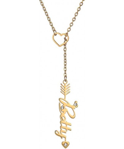 Heart Shaped Arrow Y Necklace with Name 18 + 2 in Made of PVD Gold Plated Stainless Steel Betty Stainless Steel $8.26 Necklaces