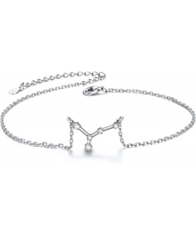 12 Constellation Zodiac Anklet for Women Girls Sterling Silver Cubic Zirconia Horoscope Ankle Bracelets, 8"-10" Adjustable(wi...