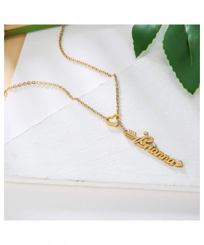 Heart Shaped Arrow Y Necklace with Name 18 + 2 in Made of PVD Gold Plated Stainless Steel Betty Stainless Steel $8.26 Necklaces