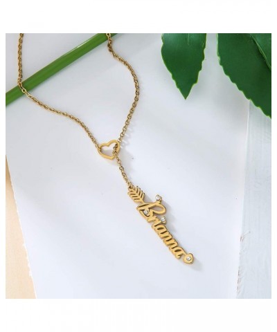 Heart Shaped Arrow Y Necklace with Name 18 + 2 in Made of PVD Gold Plated Stainless Steel Betty Stainless Steel $8.26 Necklaces