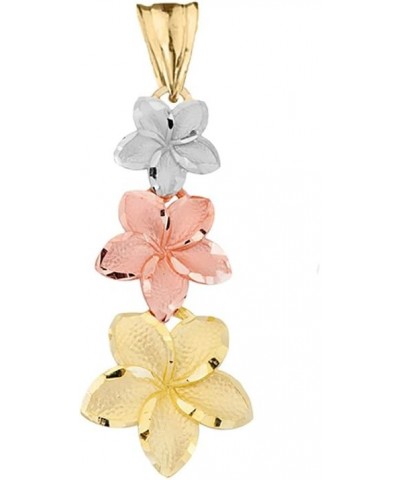 Elegant 14k Tri-Color Gold Hawaiian Plumeria Flowers Charm Pendant Necklace 20.0 Inches $123.75 Necklaces