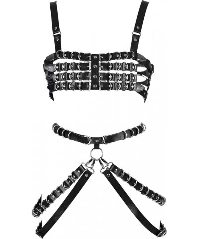 Punk Leather Body Chain Set Adjustable Waist Chain Belt Fashion Body Chains for Women and Girls Black $16.95 Body Jewelry