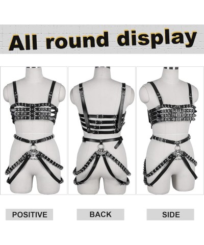 Punk Leather Body Chain Set Adjustable Waist Chain Belt Fashion Body Chains for Women and Girls Black $16.95 Body Jewelry