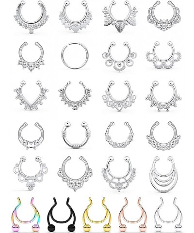 Fake Septum Nose Hoop Rings Stainless Steel Faux Lip Ear Nose Septum Ring Non Piercing Clip On Nose Hoop Rings Body Piercing ...